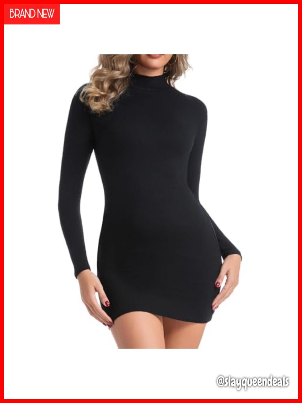 Women Long Sleeve Turtleneck Ribbed Sweater Dress Bodycon Fall